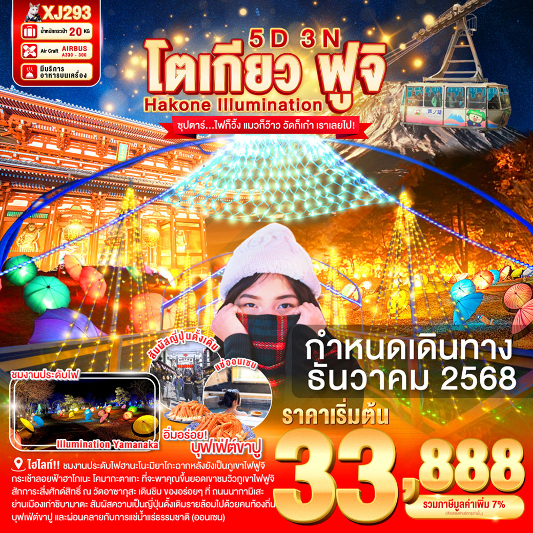 ทัวร์ญี่ปุ่น TOKYO HAKONE FUJI ILlUMINATION 5วัน 3คืน (XJ)